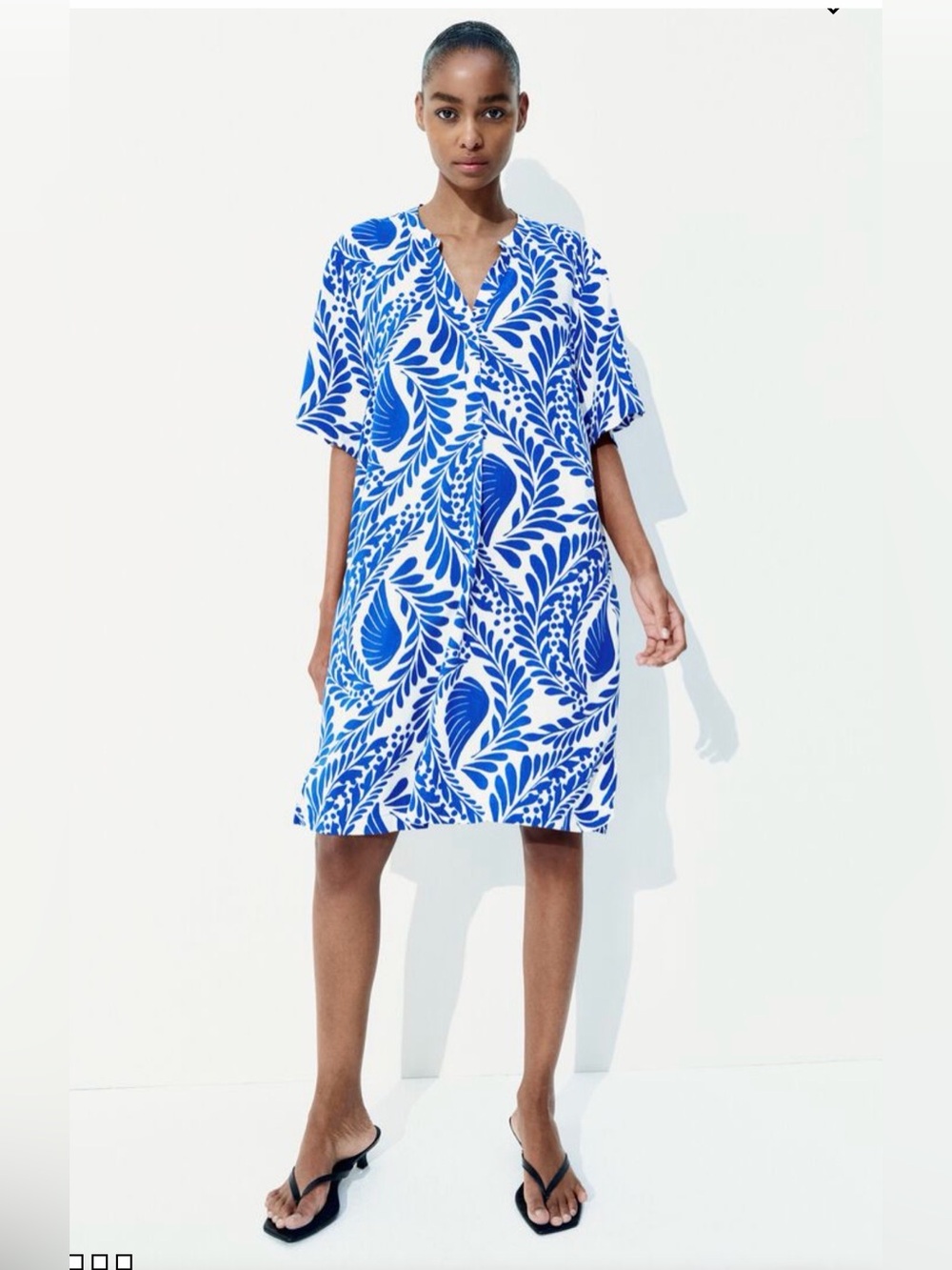 NWT H&M Blue and White Print Viscose Tunic Dress Small